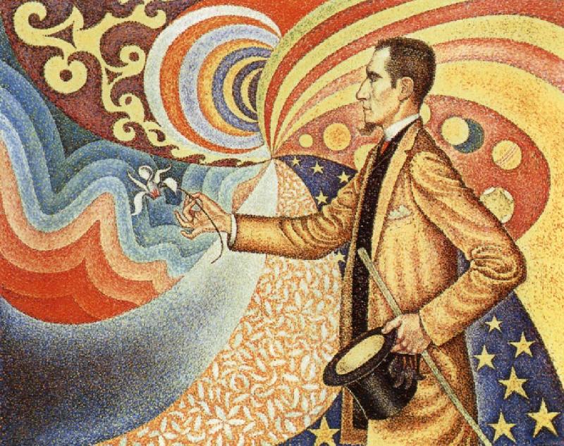 Paul Signac Portrait of Felix Feneon in Front of an Enamel of a Rhythmic Background of Measures and Angles oil painting image